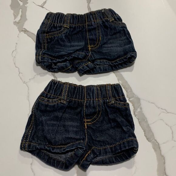 Okie Dokie | Infant Newborn 100% Cotton Blue Dark Wash Denim Jeans Shorts NB - Picture 1 of 3